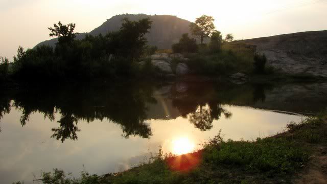 ramnagara rocks lake sunset 241009