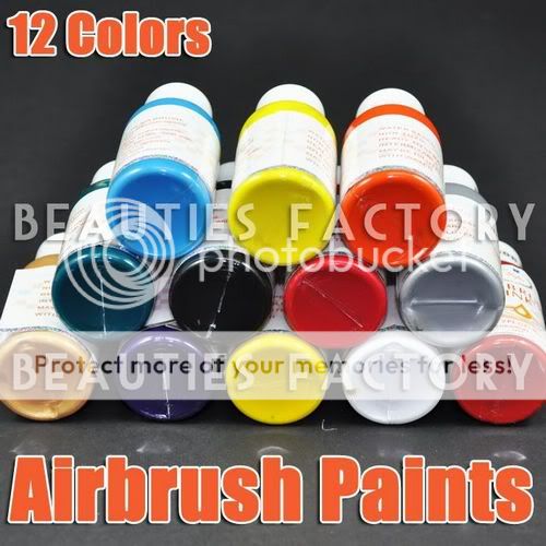 12 COLOR PRO AIRBRUSH PAINTS Nail Art Ink #109  