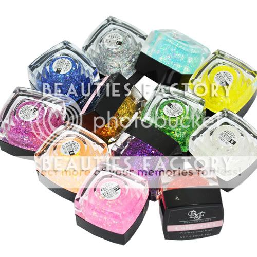 12 COLOR HEXAGON GLITTER COLOUR UV GEL NAIL ART SET 299  