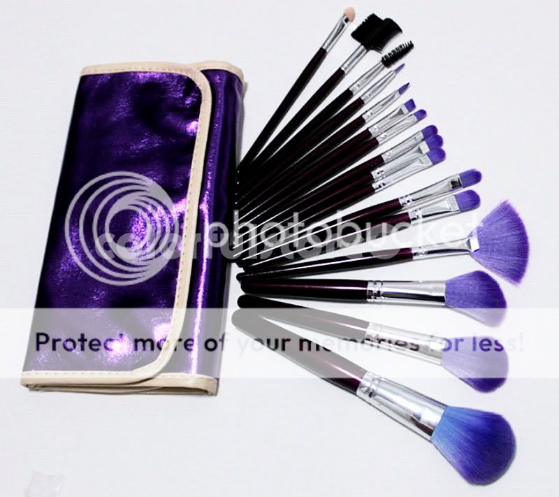 16 Pcs Purple Eye Shadow Make up Mineral Brush set A