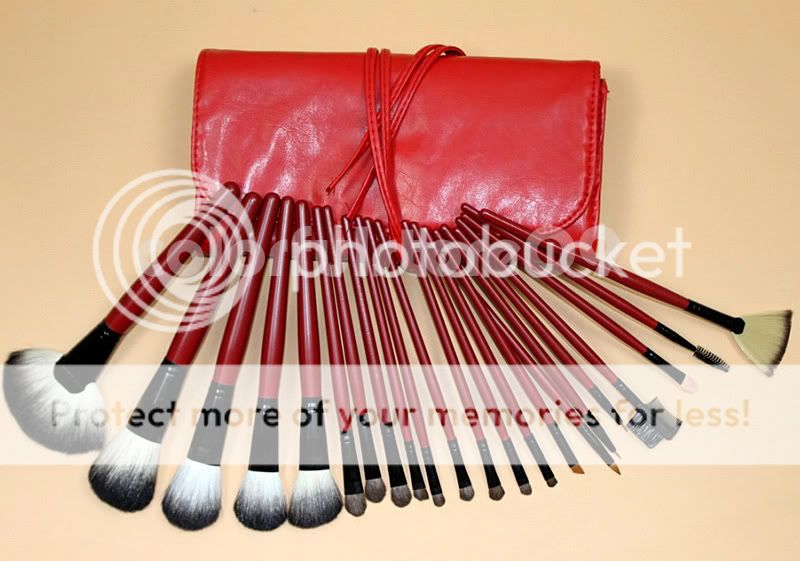 New 22 pc Professional Studio Make Up Brush Set RED  