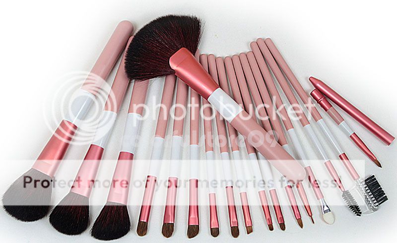 New 18 pcs pink GOAT HAIR Make up Mineral Brush set 231  