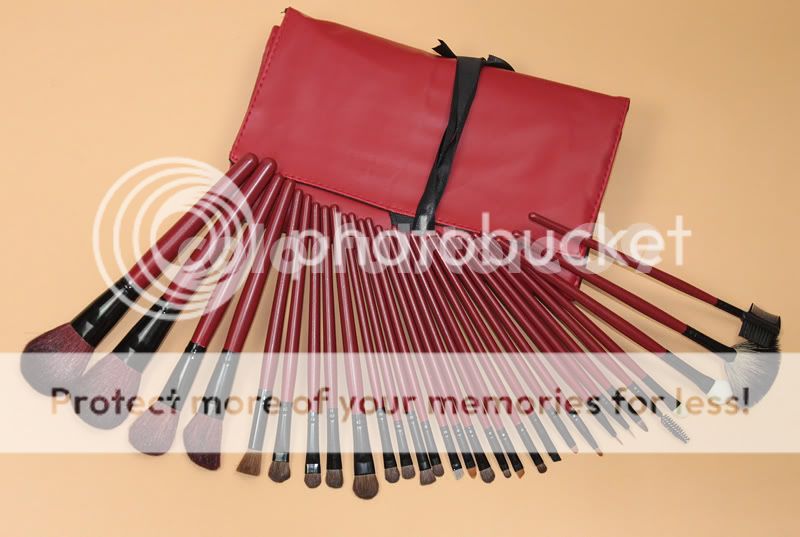 30 pcs Red GOAT HAIR PRO MINERAL MAKEUP BRUSHES SET kit  