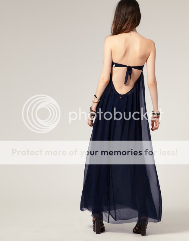 One Teaspoon Navy Tuscan Scoop Low Back Backless Bandeau Bustier Maxi 