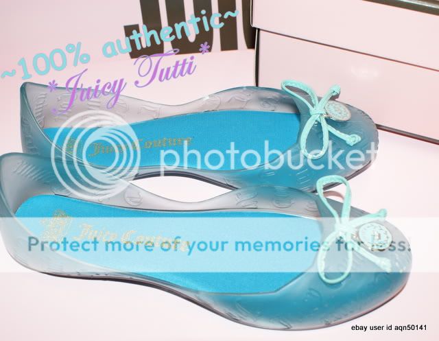 Juicy Couture YUKO Turquoise Jelly Ballet Flat Shoes 8  