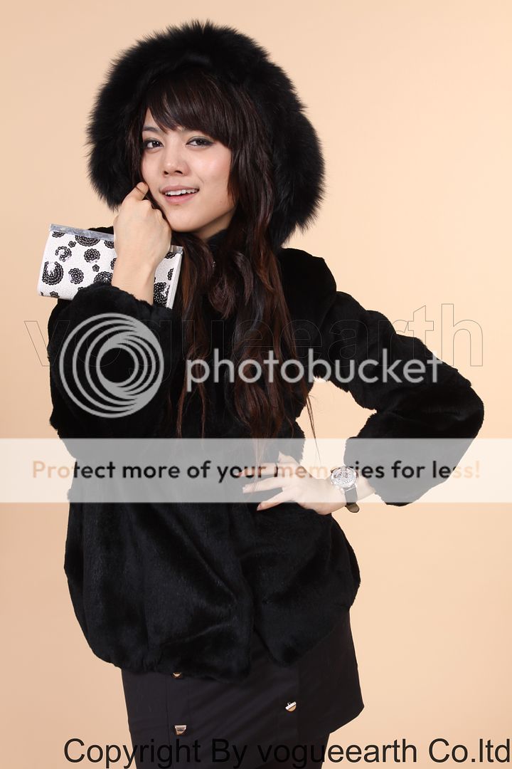 8044 new real fox rabbit fur 4 color hood coat/jacket  