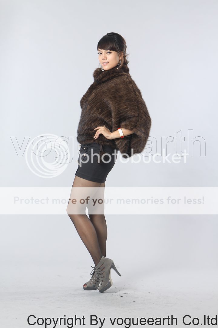 302 new real knitted mink fur brown shawl/cape/coat/outwear  