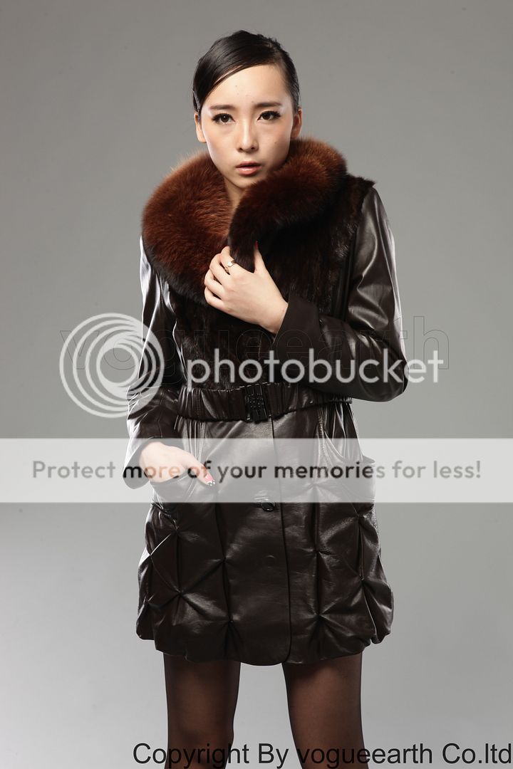   collar leather&mink fur black/brown jacket/coat/ourwear XS/S/M  