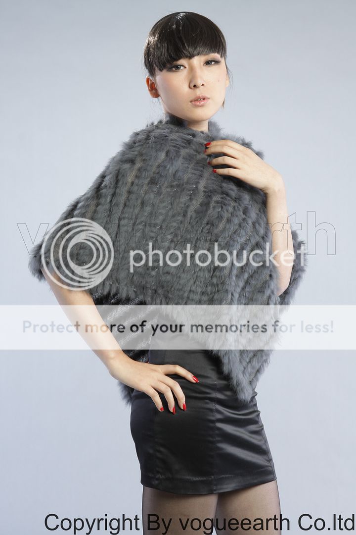 641 new real rabbit fur 5 color hood shawl/wrap/vest  