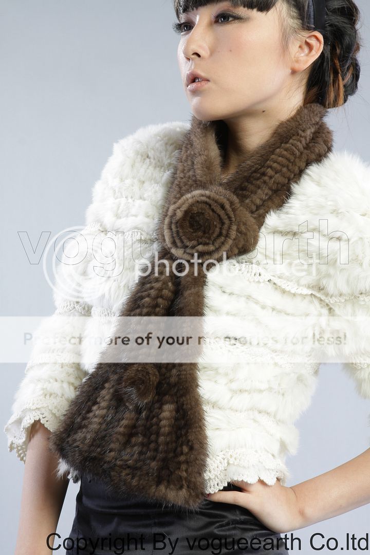 643 new real knitted mink fur 4 color scarf/hat/shawl/wrap  