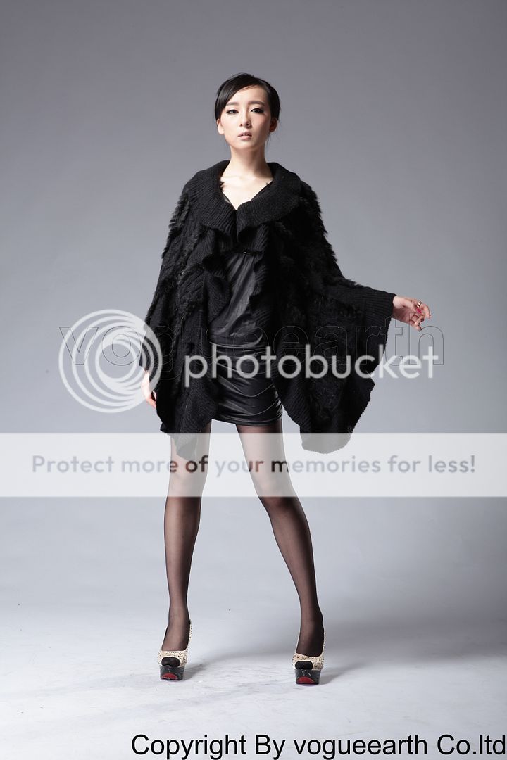 927 new real rabbit fur black coat/jacket/sweater/shawl  